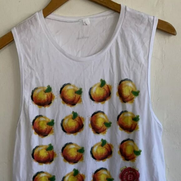 Jim Beam Tank Top Medium Large Sleeveless Peaches Peach White Crew Neck - Picture 1 of 8